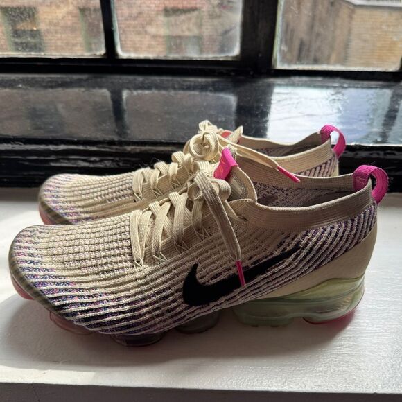 NIKE Air Vapormax Flyknit 3 Fossil Pink Ivory Sneakers 942843 Women’s Size 12 - Picture 2 of 9